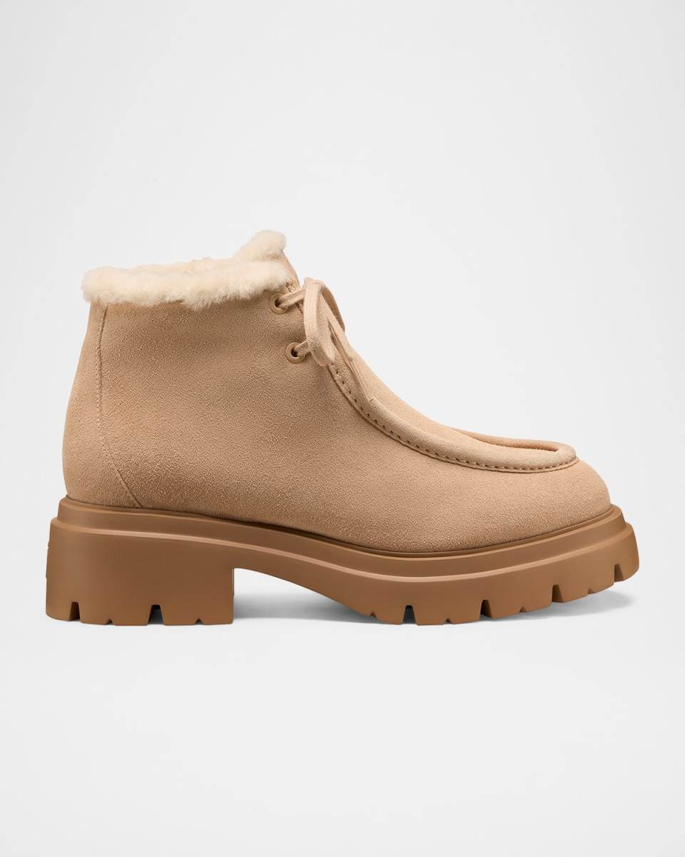 Hudson Shearling-Lined Suede Chukka Booties